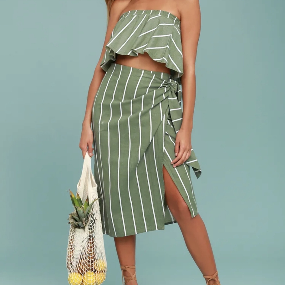 Lulu's Faithfull the Brand Sage Green Wrap Skirt